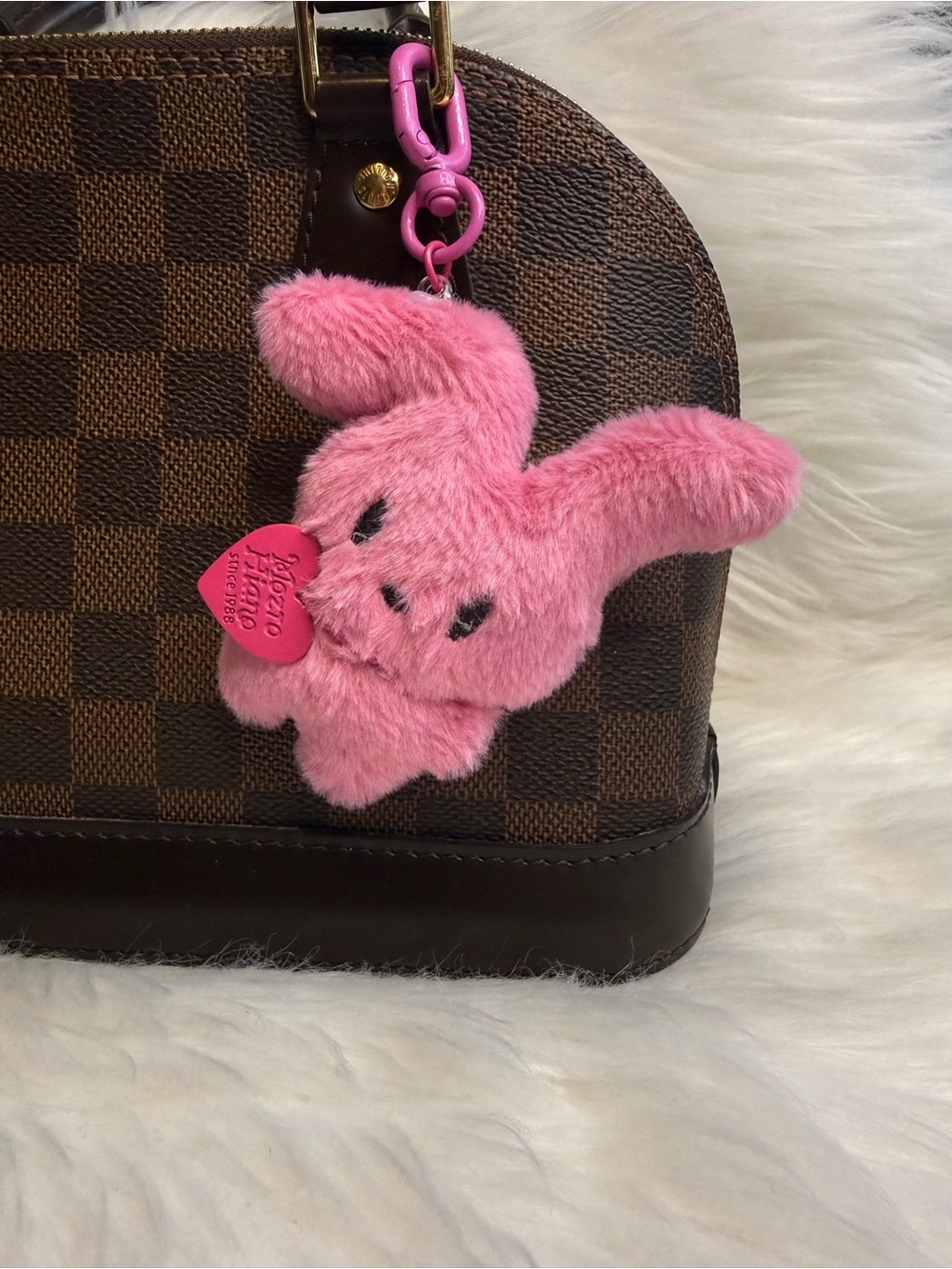 Pink Bunny Plush Bag Charm Keychain
